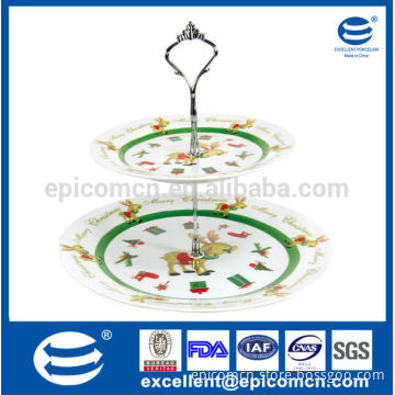 2 tiers porcelain fruit and vegetable dessert decorator plates